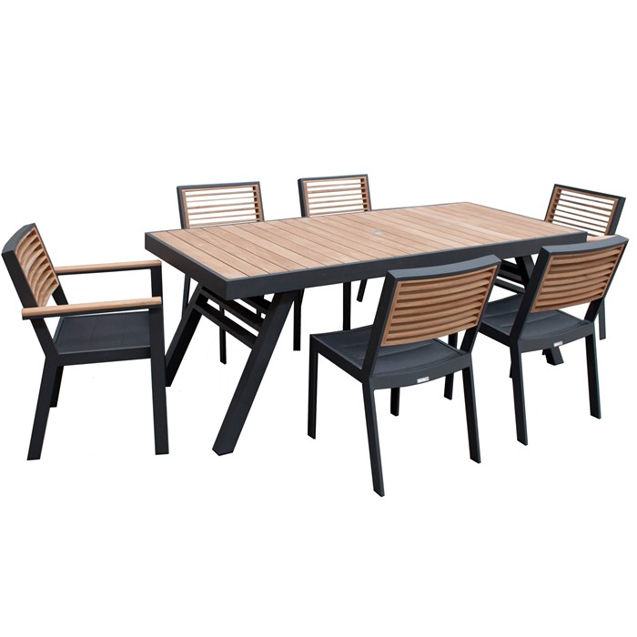 Picture of St Lucia 7 Piece Dining Set in Charcoal