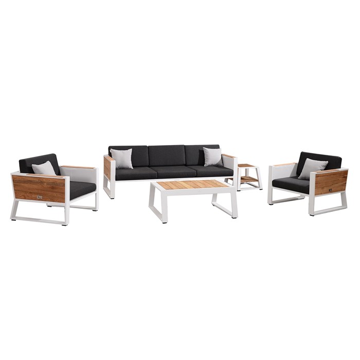Picture of St Lucia 5 Piece Lounge Seating Set with Three Seat Sofa in White