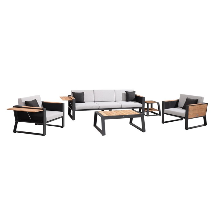 Picture of St Lucia 5 Piece Lounge Seating Set with Three Seat Sofa in Charcoal