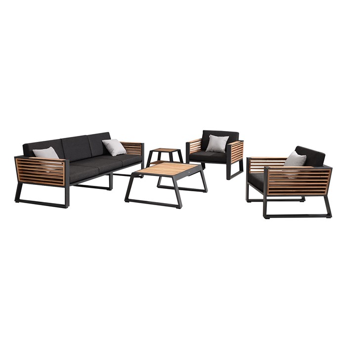 Picture of Caribbean 4 Piece Lounge Seating Set with Three Seat Sofa in Charcoal