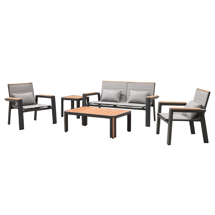 Picture of Madrid 5 Piece Lounge Seating Set with Love Seat in Charcoal