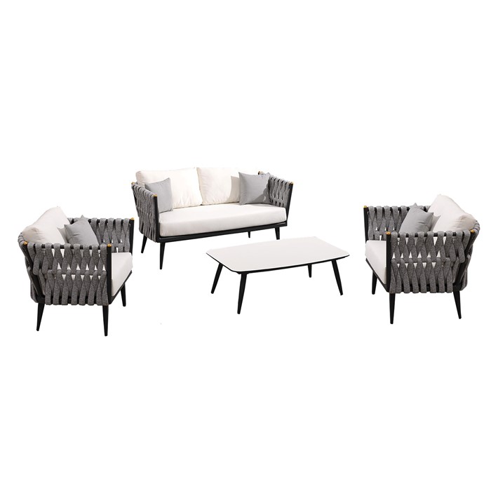 Picture of Crown 4 Piece Lounge Seating Set with Love Seat in Charcoal