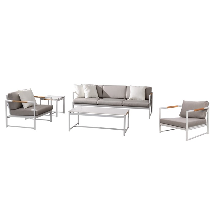 Picture of Monaco 5 Piece Lounge Seating Set with Three Seat Sofa in White
