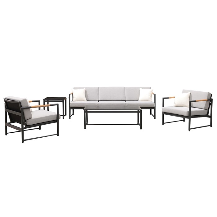 Picture of Monaco 5 Piece Lounge Seating Set with Three Seat Sofa in Charcoal