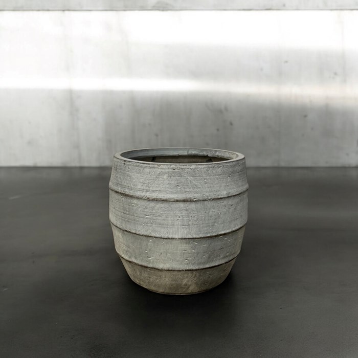 Picture of GeoLite Lined Barrel Planter Grey Wash 