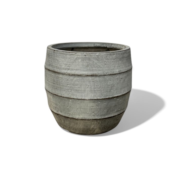 Picture of GeoLite Lined Barrel Planter Grey Wash 