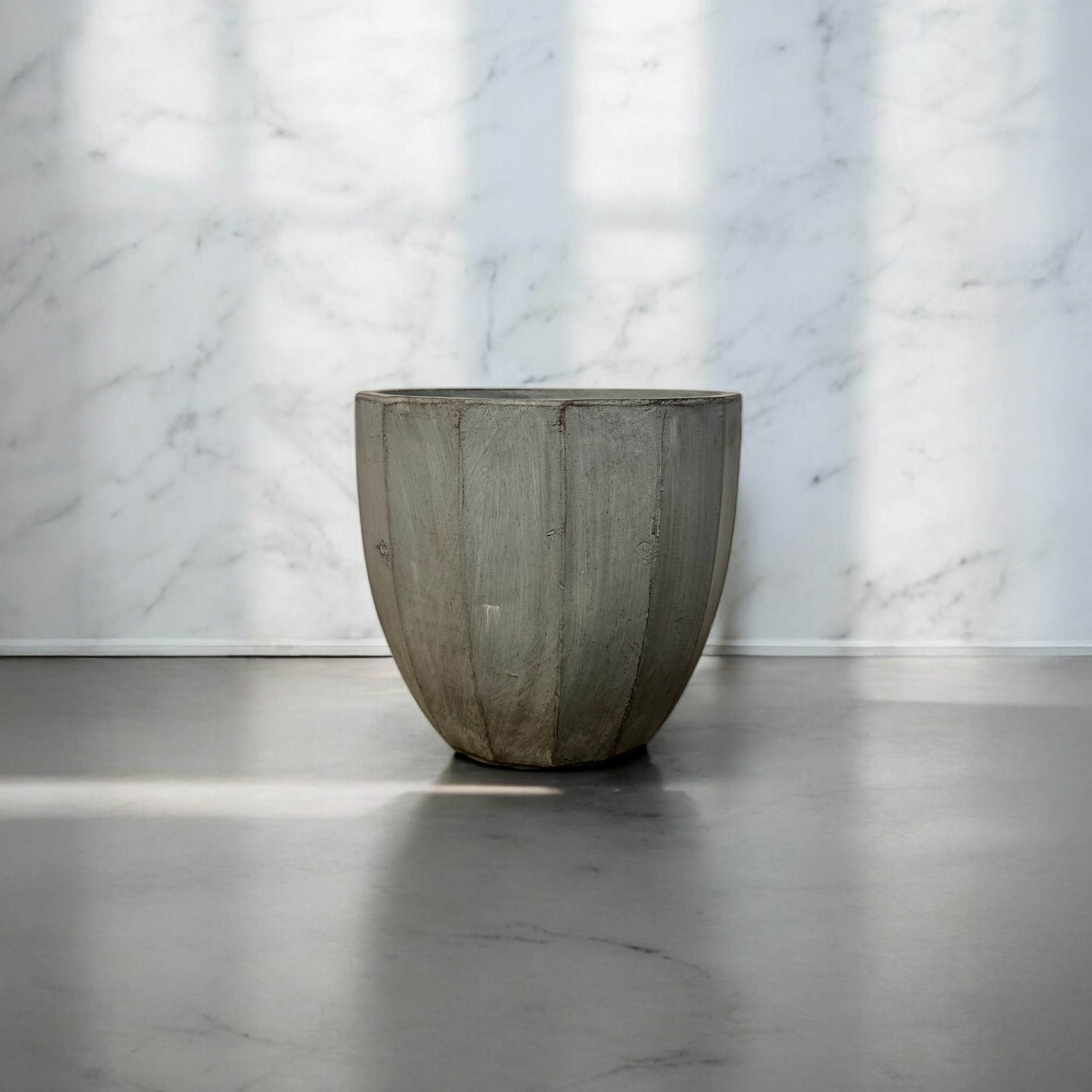 Picture of GeoLite Ribbed Olive Planter Grey Wash 