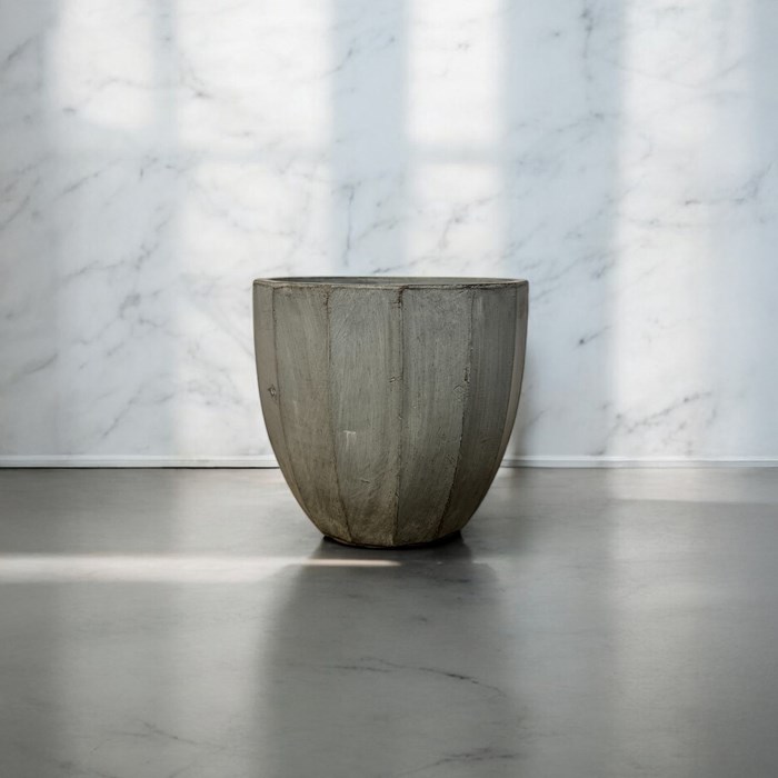 Picture of GeoLite Ribbed Olive Planter Grey Wash 