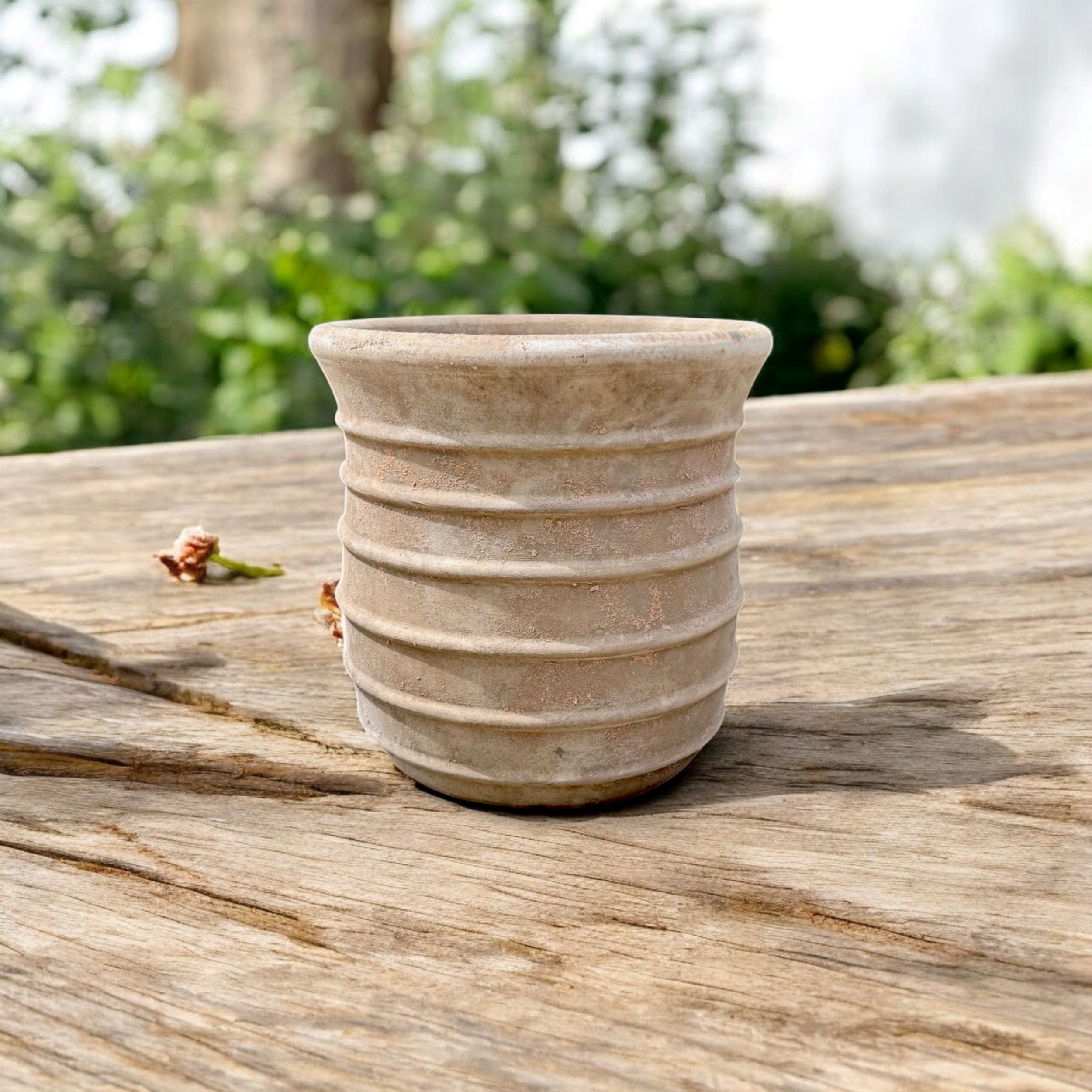 Picture of Antique Terracotta Ribbed Planter Basalt