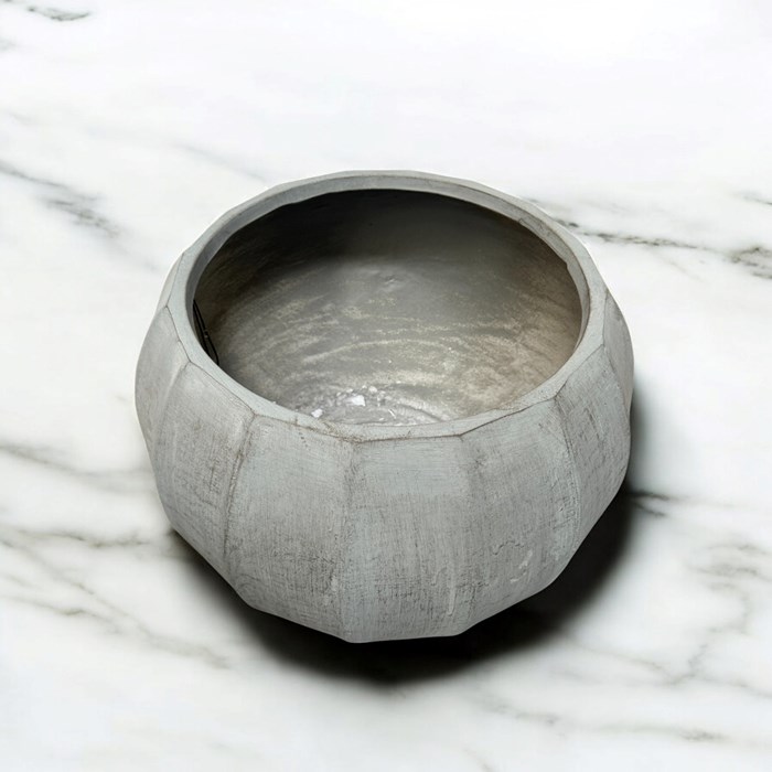 Picture of GeoLite Ribbed Sphere Planter Grey Wash 