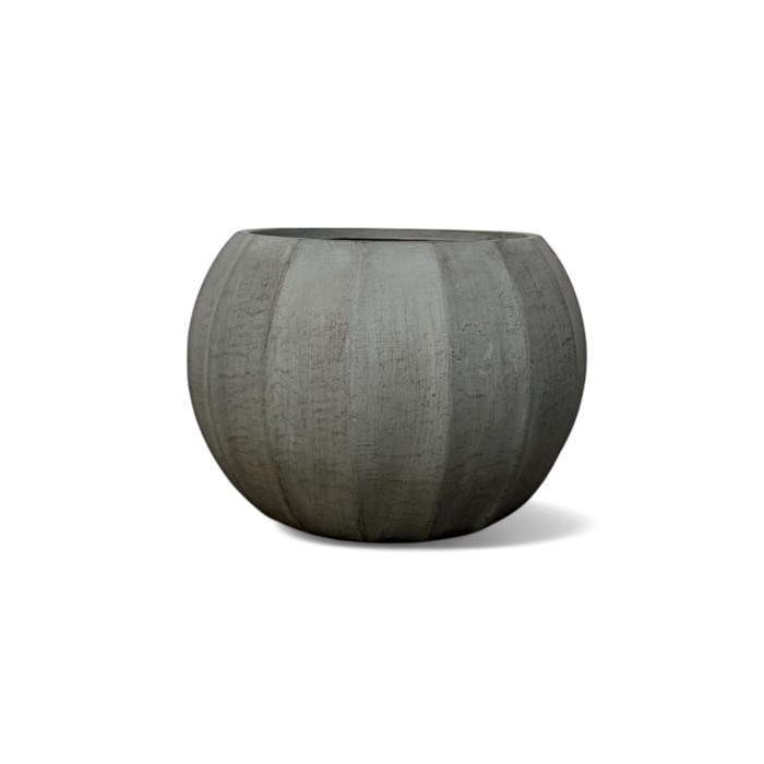 Picture of GeoLite Ribbed Sphere Planter Grey Wash 