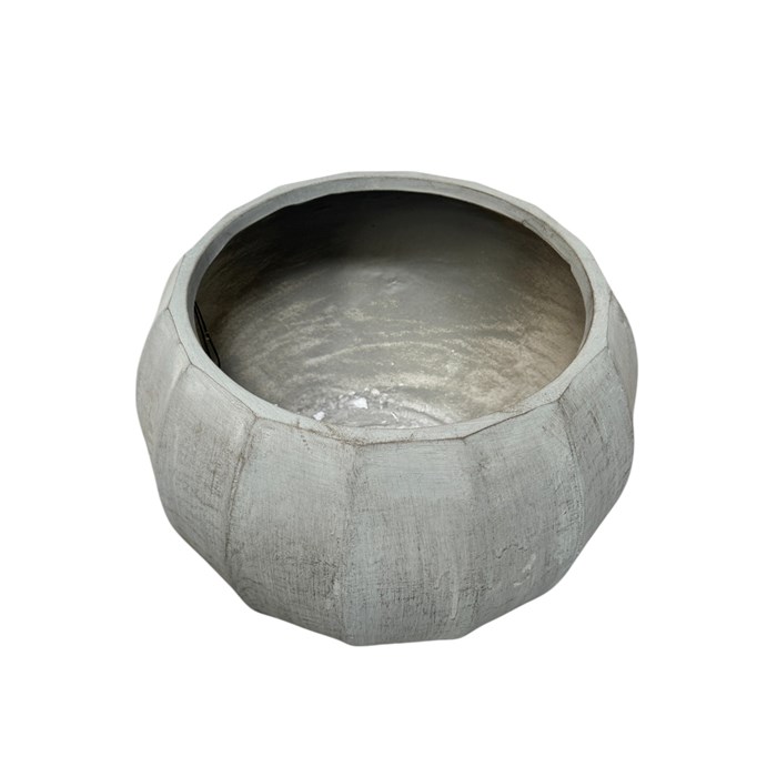Picture of GeoLite Ribbed Sphere Planter Grey Wash 